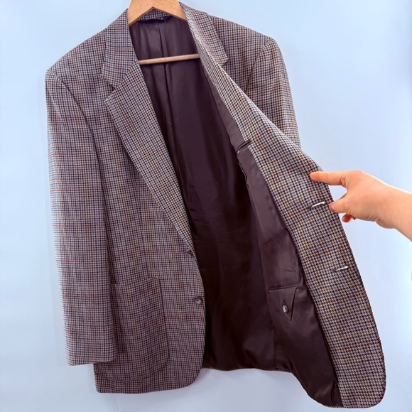 Burberry Vintage Men’s Houndstooth 100% Natural Wool Blazer Sport Coat Size 40R - Picture 9 of 10